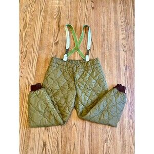 VTG Czech Military Surplus Quilted Nylon Liner Olive Green Pants 1995 Suspender